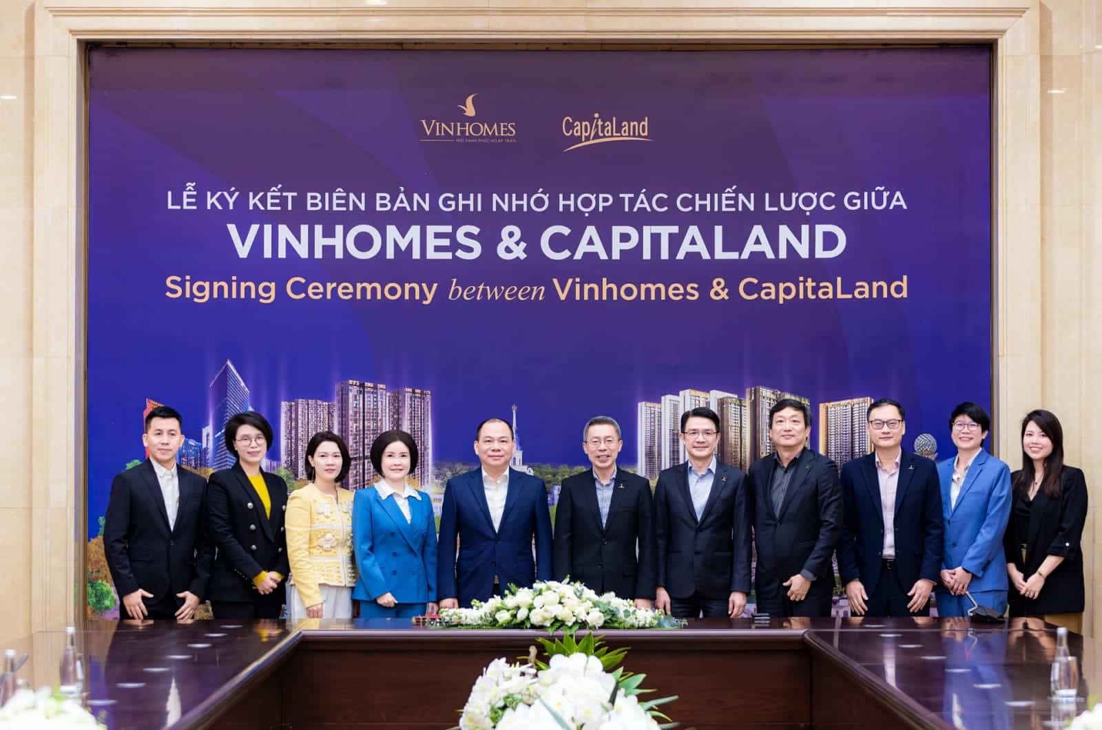 Lễ ký kết hợp tác chiến lược giữa Vinhomes và CapitaLand phát triển dự án The Fullton CapitaLand tại Hưng Yên.