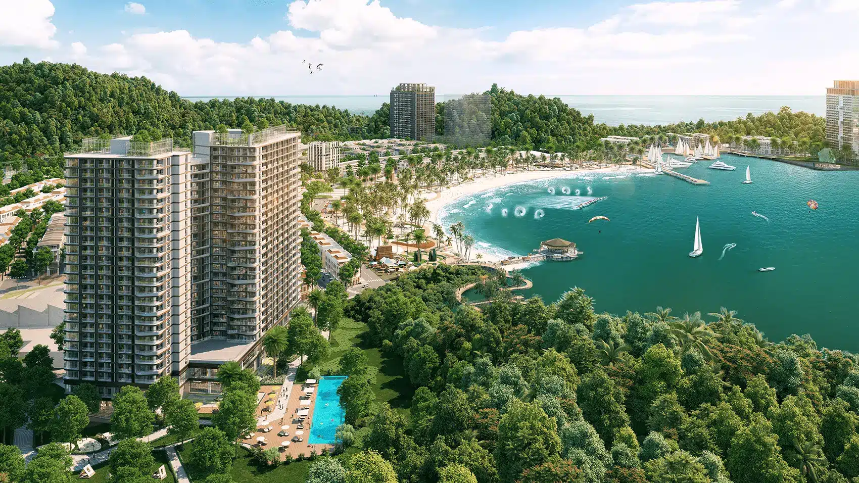Toàn cảnh dự án Xanh Island Cát Bà tại vịnh trung tâm Cát Bà, Hải Phòng.